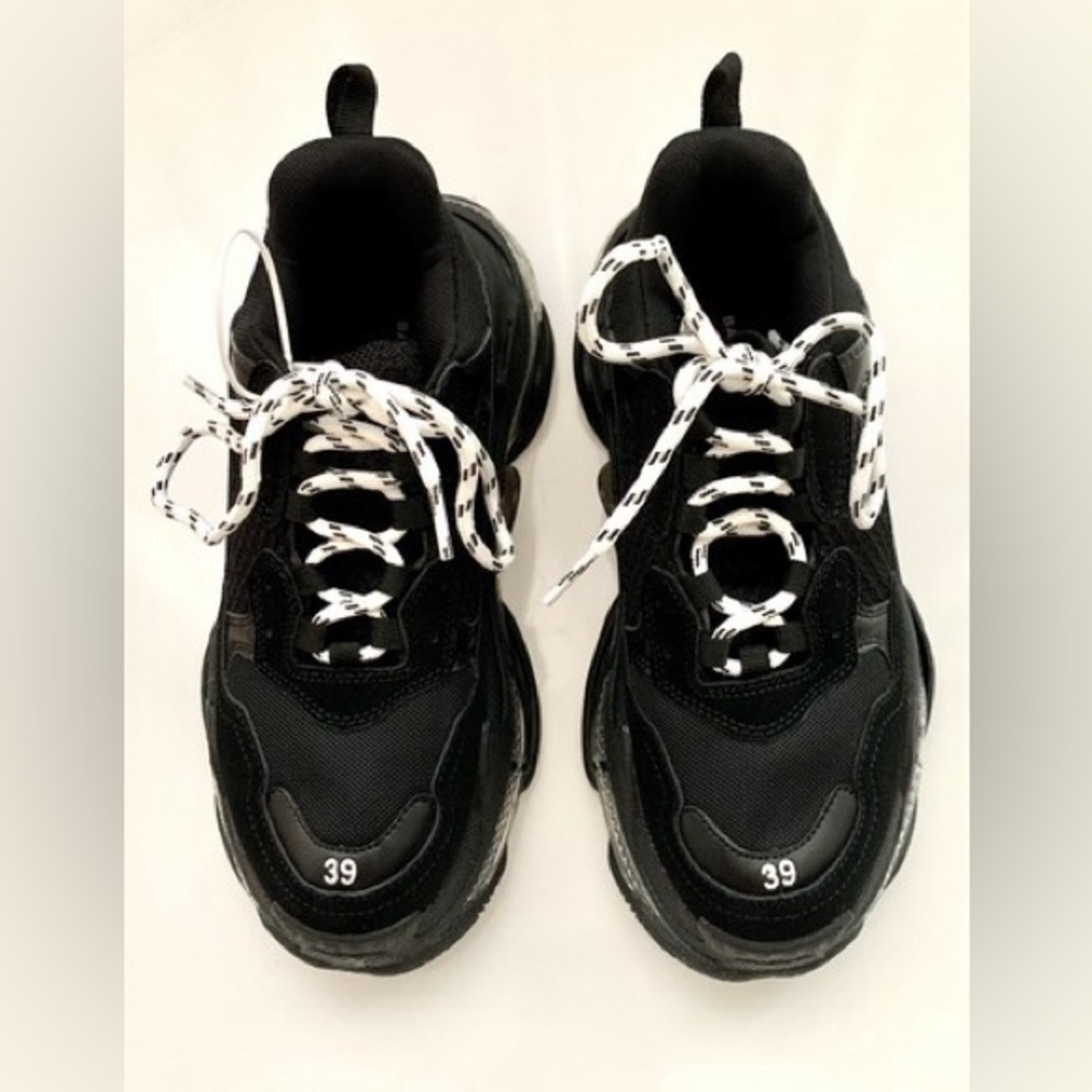 Women Triple S Trainer Black Clear Sole Size 39 US 8